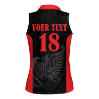 Custom Albania Football Pride Women Sleeveless Polo Shirt Kuqezinjte Eagle Black Version - Wonder Print Shop