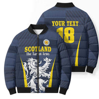 Custom Scotland Football Bomber Puffer Jacket Scottish Lion Rampant Tartan Fan - Wonder Print Shop