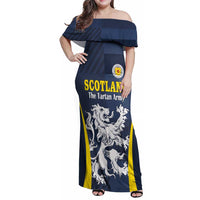 Custom Scotland Football Family Matching Off Shoulder Maxi Dress and Hawaiian Shirt Scottish Lion Rampant Tartan Fan - Wonder Print Shop