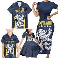 Custom Scotland Football Family Matching Short Sleeve Bodycon Dress and Hawaiian Shirt Scottish Lion Rampant Tartan Fan - Wonder Print Shop