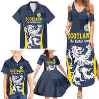 Custom Scotland Football Family Matching Summer Maxi Dress and Hawaiian Shirt Scottish Lion Rampant Tartan Fan - Wonder Print Shop