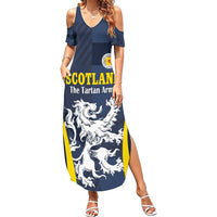 Custom Scotland Football Family Matching Summer Maxi Dress and Hawaiian Shirt Scottish Lion Rampant Tartan Fan - Wonder Print Shop
