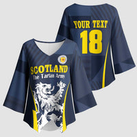 Custom Scotland Football Kimono Sleeve Blouse Scottish Lion Rampant Tartan Fan - Wonder Print Shop