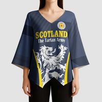 Custom Scotland Football Kimono Sleeve Blouse Scottish Lion Rampant Tartan Fan - Wonder Print Shop