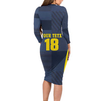 Custom Scotland Football Long Sleeve Bodycon Dress Scottish Lion Rampant Tartan Fan - Wonder Print Shop