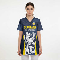 Custom Scotland Football Scrub Top Scottish Lion Rampant Tartan Fan - Wonder Print Shop