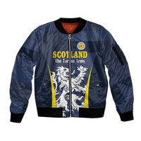 Custom Scotland Football Sleeve Zip Bomber Jacket Scottish Lion Rampant Tartan Fan - Wonder Print Shop