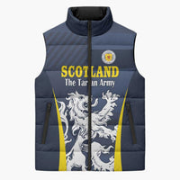 Custom Scotland Football Sleeveless Puffer Jacket Scottish Lion Rampant Tartan Fan - Wonder Print Shop