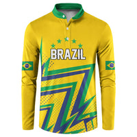 Custom Brazil Football Spirit Button Sweatshirt Selecao Canarinho Sporty Style - Wonder Print Shop
