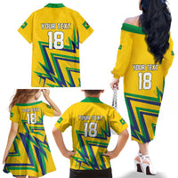 Custom Brazil Football Spirit Family Matching Off The Shoulder Long Sleeve Dress and Hawaiian Shirt Selecao Canarinho Sporty Style - Wonder Print Shop