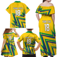 Custom Brazil Football Spirit Family Matching Off Shoulder Maxi Dress and Hawaiian Shirt Selecao Canarinho Sporty Style - Wonder Print Shop