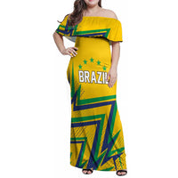 Custom Brazil Football Spirit Family Matching Off Shoulder Maxi Dress and Hawaiian Shirt Selecao Canarinho Sporty Style - Wonder Print Shop