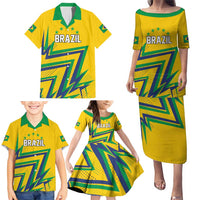 Custom Brazil Football Spirit Family Matching Puletasi and Hawaiian Shirt Selecao Canarinho Sporty Style - Wonder Print Shop
