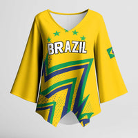 Custom Brazil Football Spirit Kimono Sleeve Blouse Selecao Canarinho Sporty Style - Wonder Print Shop