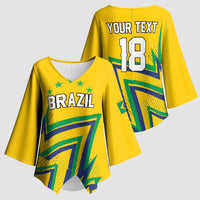 Custom Brazil Football Spirit Kimono Sleeve Blouse Selecao Canarinho Sporty Style - Wonder Print Shop