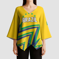 Custom Brazil Football Spirit Kimono Sleeve Blouse Selecao Canarinho Sporty Style - Wonder Print Shop