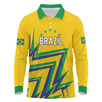 Custom Brazil Football Spirit Long Sleeve Polo Shirt Selecao Canarinho Sporty Style - Wonder Print Shop