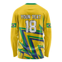 Custom Brazil Football Spirit Long Sleeve Shirt Selecao Canarinho Sporty Style - Wonder Print Shop
