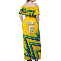 Custom Brazil Football Spirit Off Shoulder Maxi Dress Selecao Canarinho Sporty Style - Wonder Print Shop