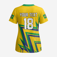 Custom Brazil Football Spirit Scrub Top Selecao Canarinho Sporty Style - Wonder Print Shop
