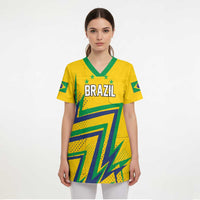 Custom Brazil Football Spirit Scrub Top Selecao Canarinho Sporty Style - Wonder Print Shop