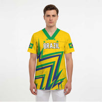 Custom Brazil Football Spirit Scrub Top Selecao Canarinho Sporty Style - Wonder Print Shop