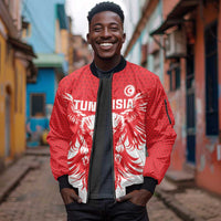 Custom Tunisia Football Sleeve Zip Bomber Jacket Eagles of Carthage Spirit - Wonder Print Shop