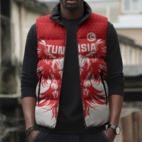 Custom Tunisia Football Sleeveless Puffer Jacket Eagles of Carthage Spirit - Wonder Print Shop