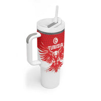 Custom Tunisia Football Tumbler With Handle Eagles of Carthage Spirit - Wonder Print Shop