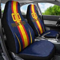 Custom Spain Football Car Seat Cover La Roja With Carnation Pattern