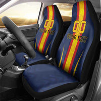 Custom Spain Football Car Seat Cover La Roja With Carnation Pattern