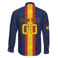 Custom Spain Football Family Matching Off The Shoulder Long Sleeve Dress and Hawaiian Shirt La Roja With Carnation Pattern