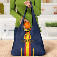 Custom Spain Football Grocery Bag La Roja With Carnation Pattern