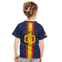 Custom Spain Football Kid T Shirt La Roja With Carnation Pattern