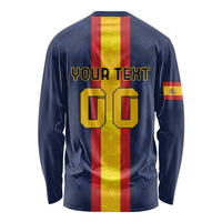 Custom Spain Football Long Sleeve Shirt La Roja With Carnation Pattern