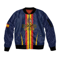 Custom Spain Football Sleeve Zip Bomber Jacket La Roja With Carnation Pattern