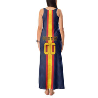 Custom Spain Football Tank Maxi Dress La Roja With Carnation Pattern