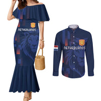 Netherlands Football Couples Matching Mermaid Dress and Long Sleeve Button Shirt Lion Head Simply Het Nederlands Elftal