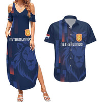 Netherlands Football Couples Matching Summer Maxi Dress and Hawaiian Shirt Lion Head Simply Het Nederlands Elftal