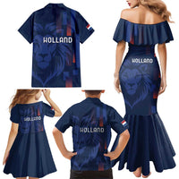 Netherlands Football Family Matching Mermaid Dress and Hawaiian Shirt Lion Head Simply Het Nederlands Elftal
