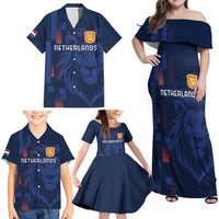 Netherlands Football Family Matching Off Shoulder Maxi Dress and Hawaiian Shirt Lion Head Simply Het Nederlands Elftal