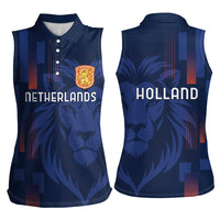 Netherlands Football Women Sleeveless Polo Shirt Lion Head Simply Het Nederlands Elftal