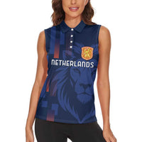 Netherlands Football Women Sleeveless Polo Shirt Lion Head Simply Het Nederlands Elftal