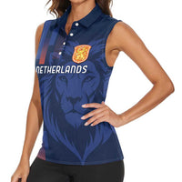 Netherlands Football Women Sleeveless Polo Shirt Lion Head Simply Het Nederlands Elftal