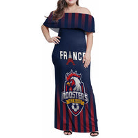 Custom France Football Family Matching Off Shoulder Maxi Dress and Hawaiian Shirt Les Bleus Gallic Rooster