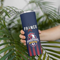 Custom France Football Skinny Tumbler Les Bleus Gallic Rooster