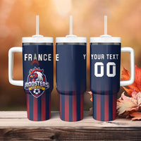 Custom France Football Tumbler With Handle Les Bleus Gallic Rooster