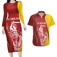 Warsaw Capital of Poland Personalized Couples Matching Long Sleeve Bodycon Dress and Hawaiian Shirt Syrenka Warszawska Sporty Style