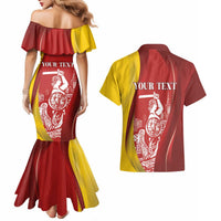 Warsaw Capital of Poland Personalized Couples Matching Mermaid Dress and Hawaiian Shirt Syrenka Warszawska Sporty Style