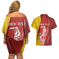 Warsaw Capital of Poland Personalized Couples Matching Off Shoulder Short Dress and Hawaiian Shirt Syrenka Warszawska Sporty Style